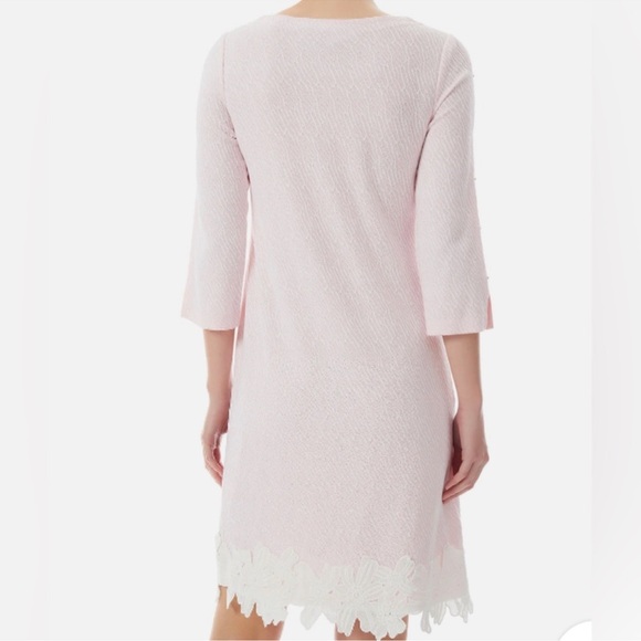 MING WANG Pink Sheath Floral Lace Hem 3/4 Split Sleeve Dress Women’s XS NWT NEW - Picture 2 of 15